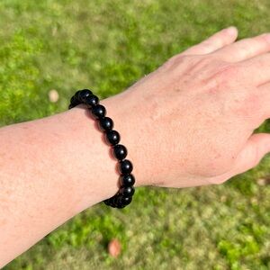 Black Onyx Beaded Bracelet, Handmade by Wandering Bunny LLC